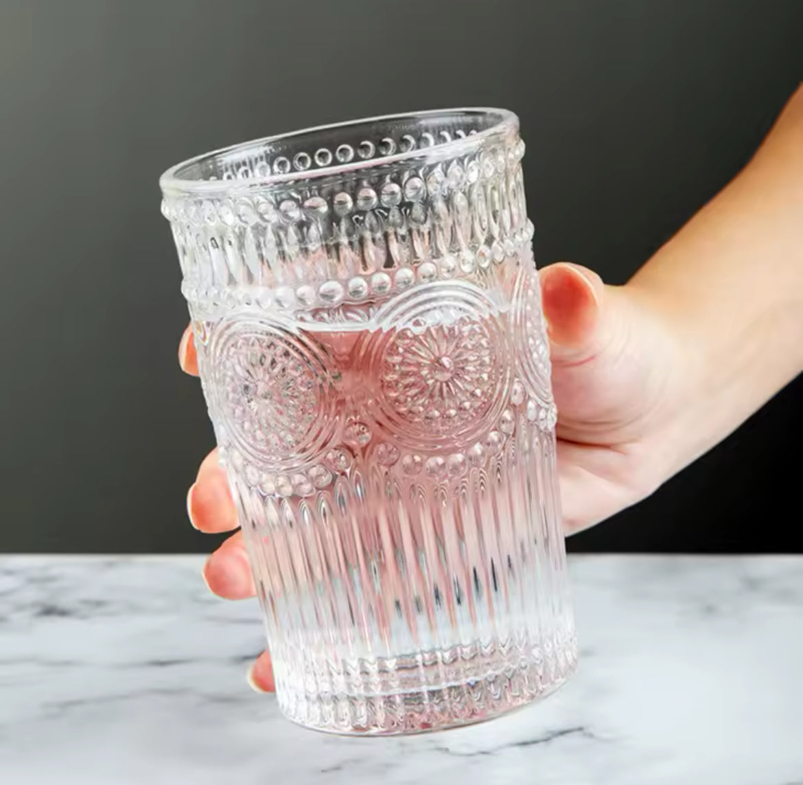 Lot de 4 verres à motif en relief style bohème - Mexi