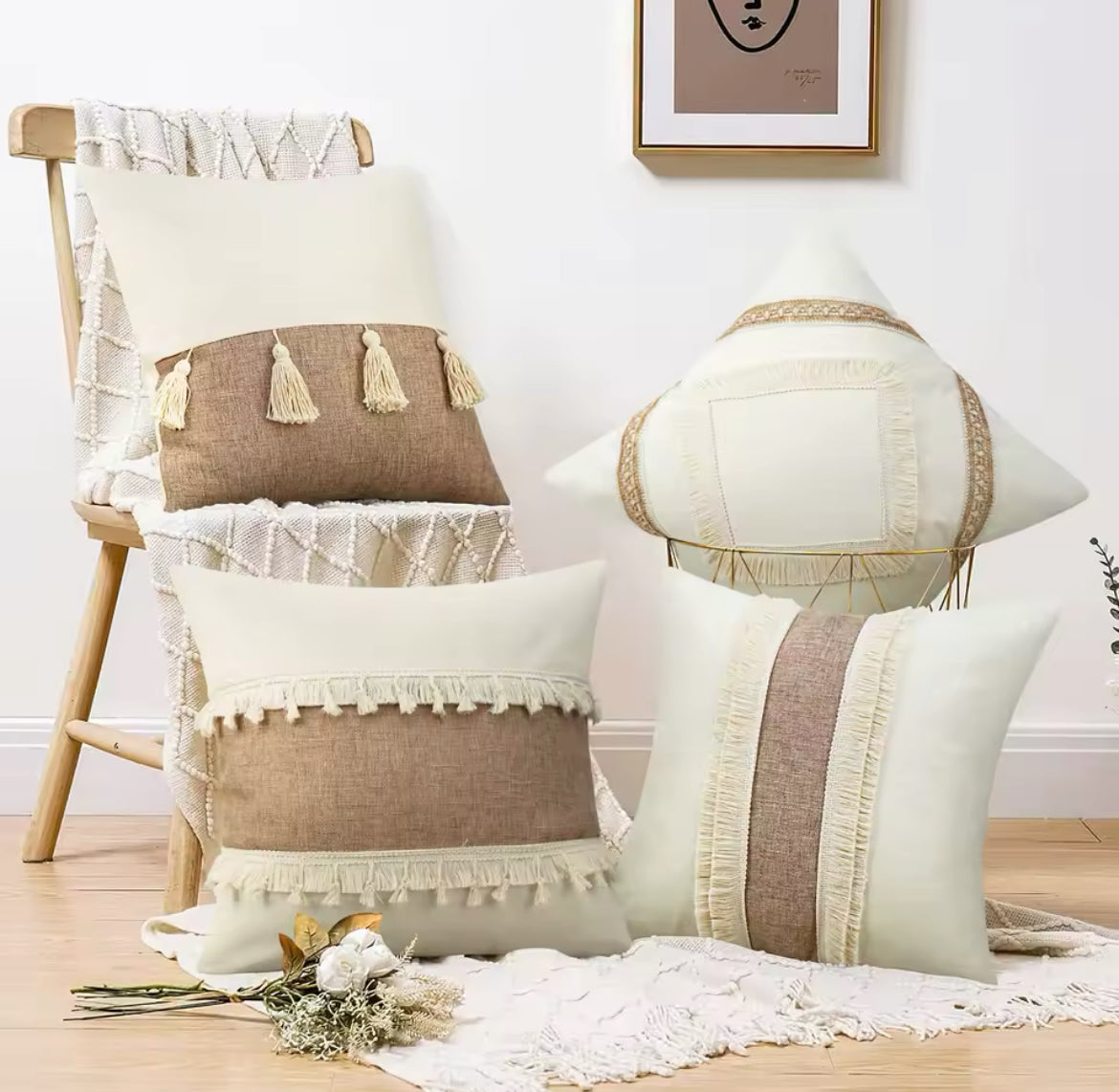 Lot de 4 coussins décoratifs style bohème - Maza