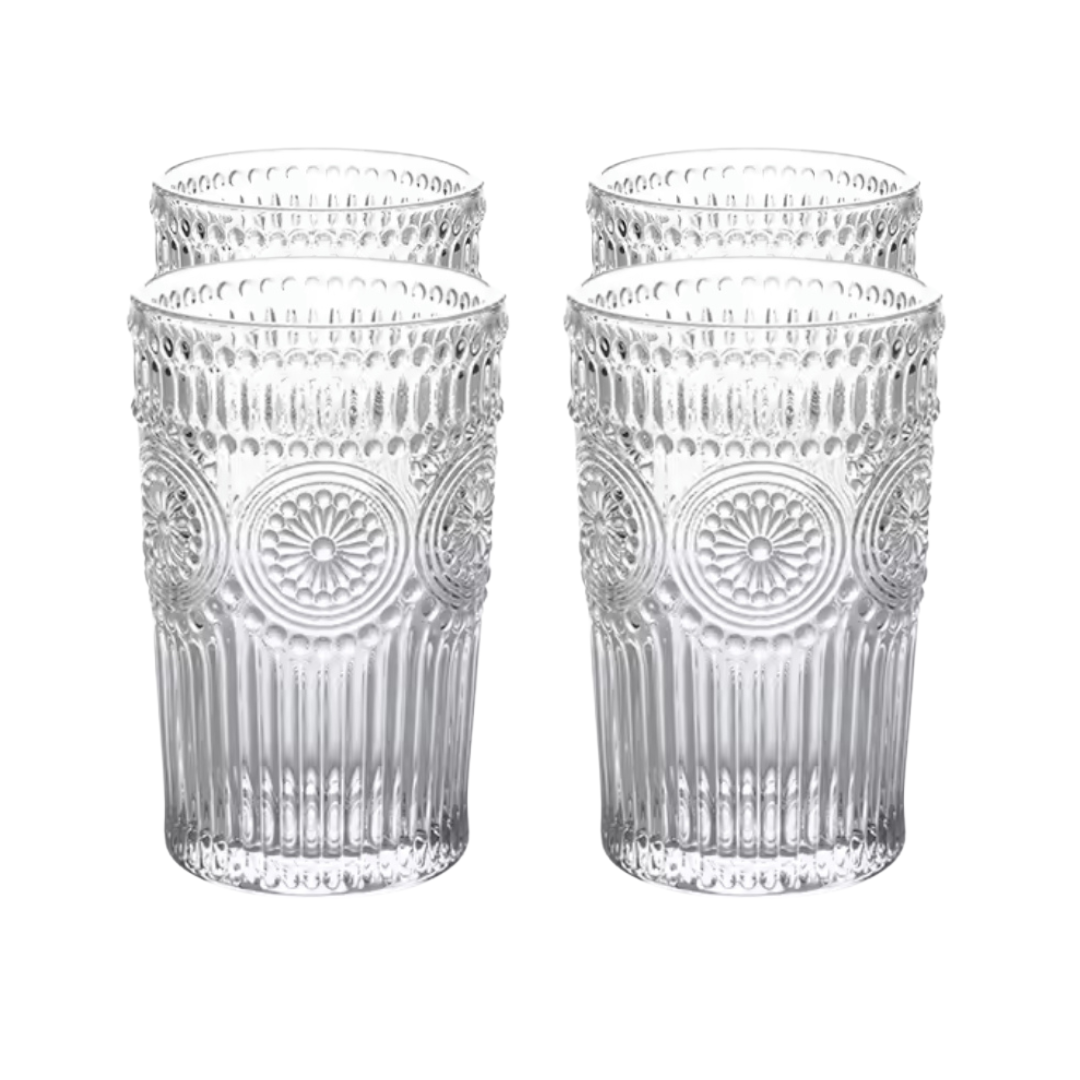 Lot de 4 verres à motif en relief style bohème - Mexi