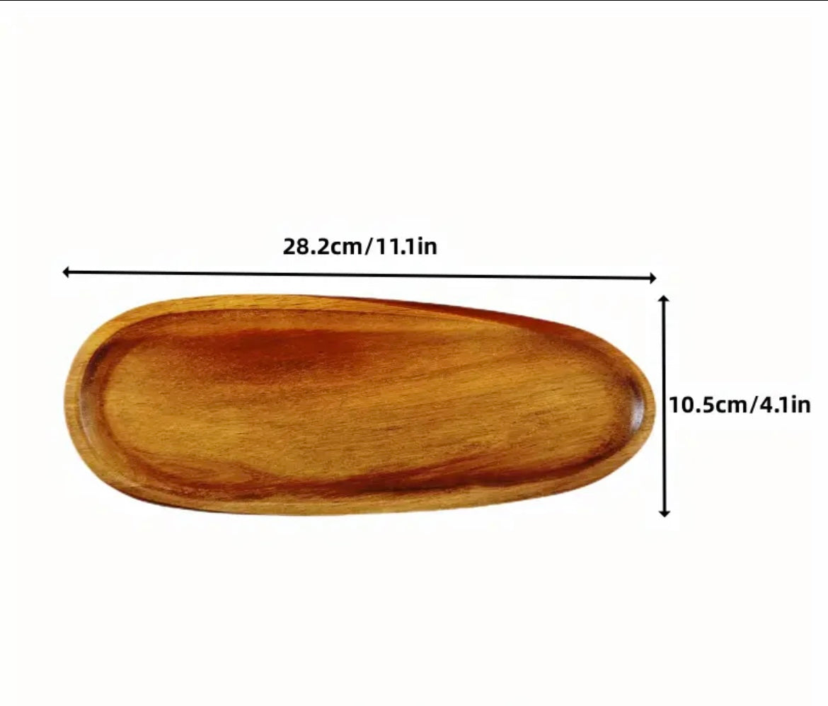 Lot de 4 assiettes en bois massif style bohème - Tiga
