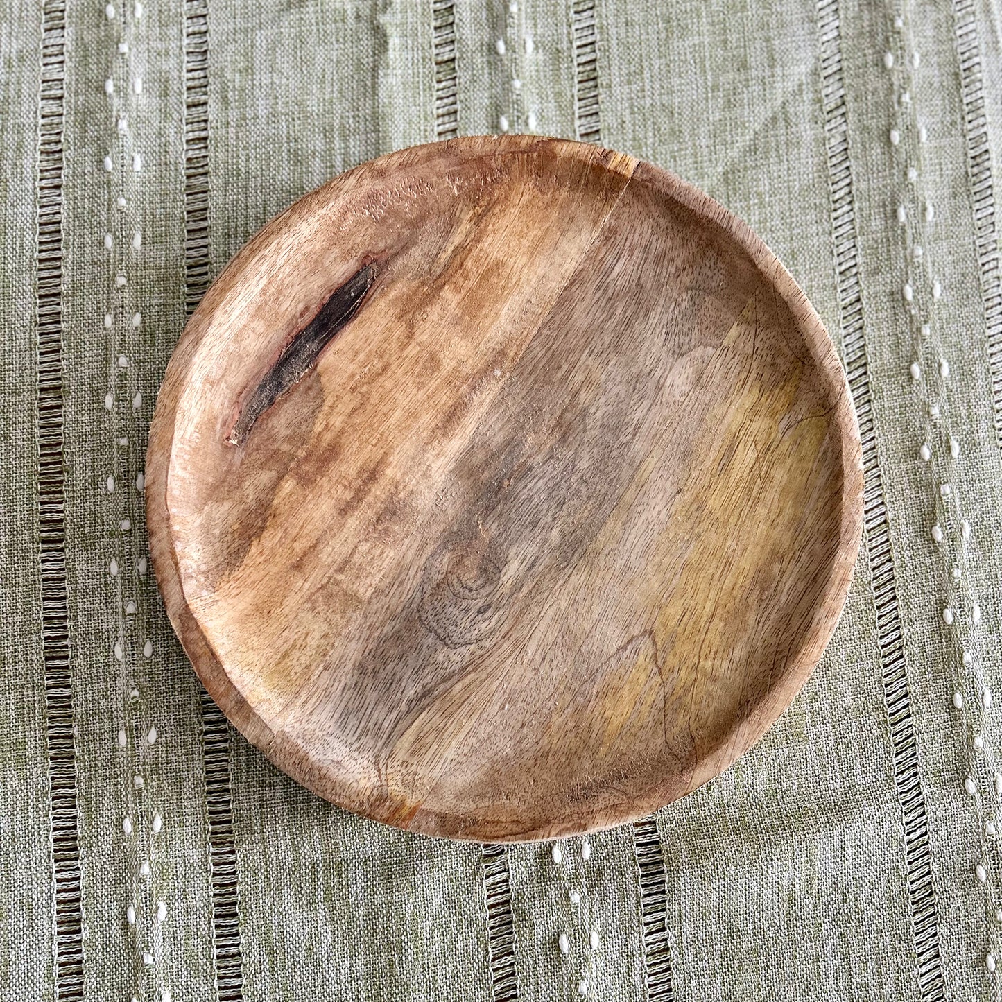 Lot de 4 assiettes en bois de manguier style bohème - Mango
