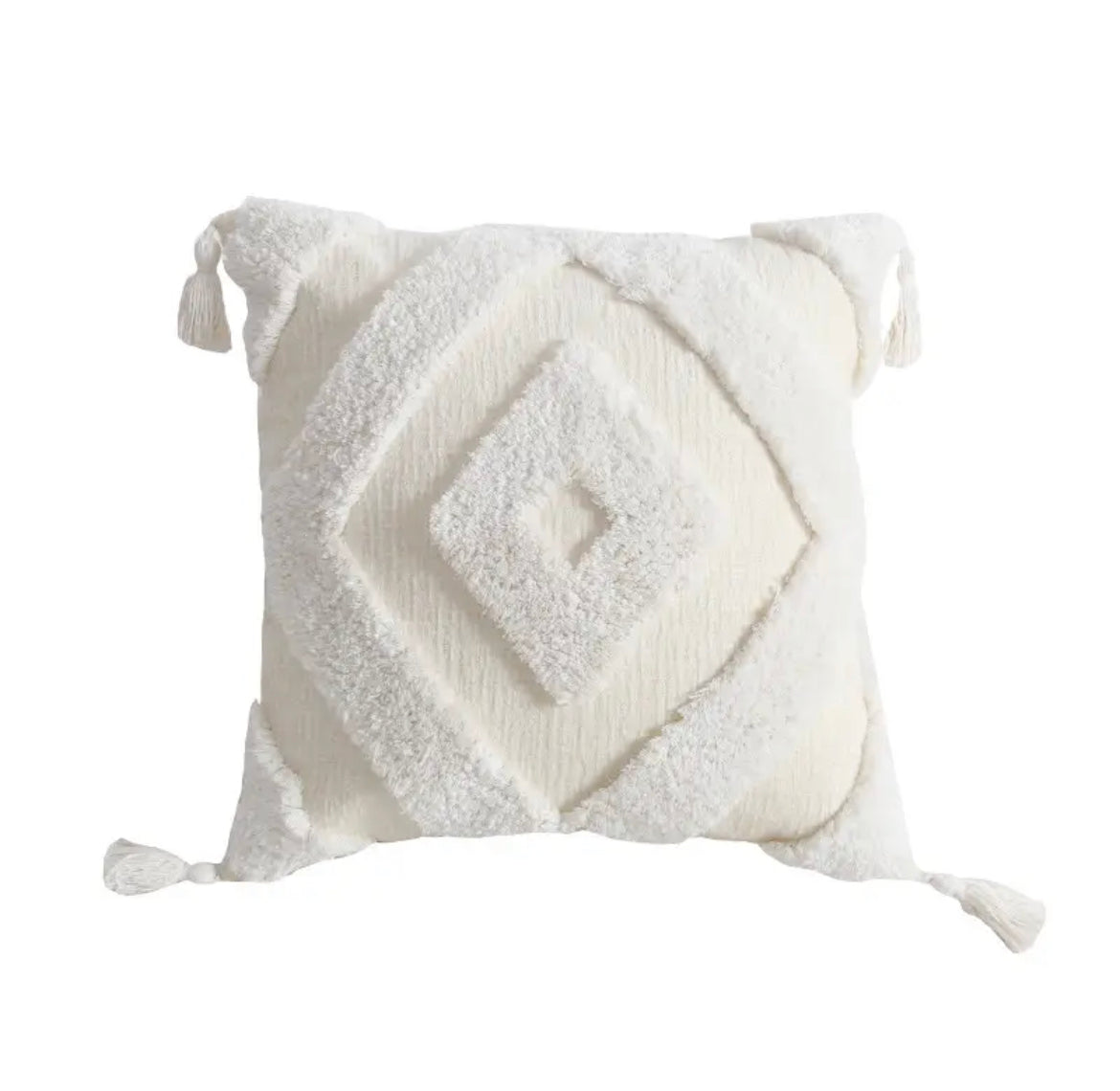 Housse de coussin tuftée à pompon style boho / bohème - Kima