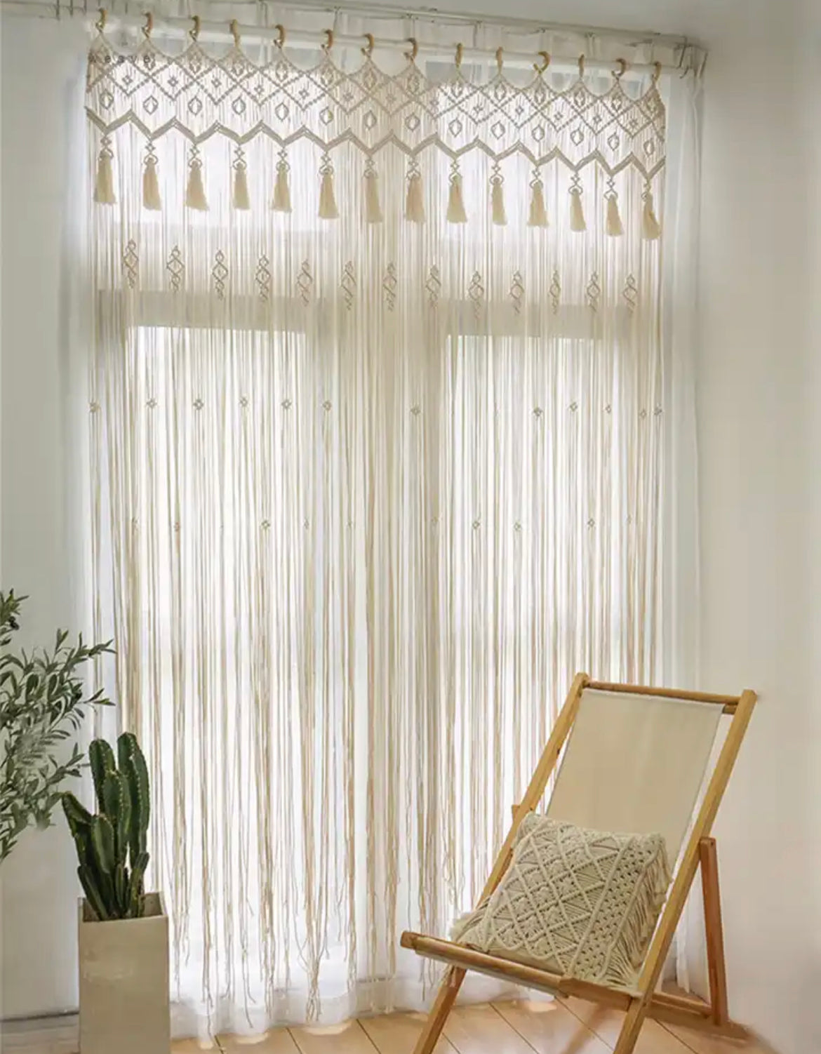 Rideau en macramé tissé à la main - Lika