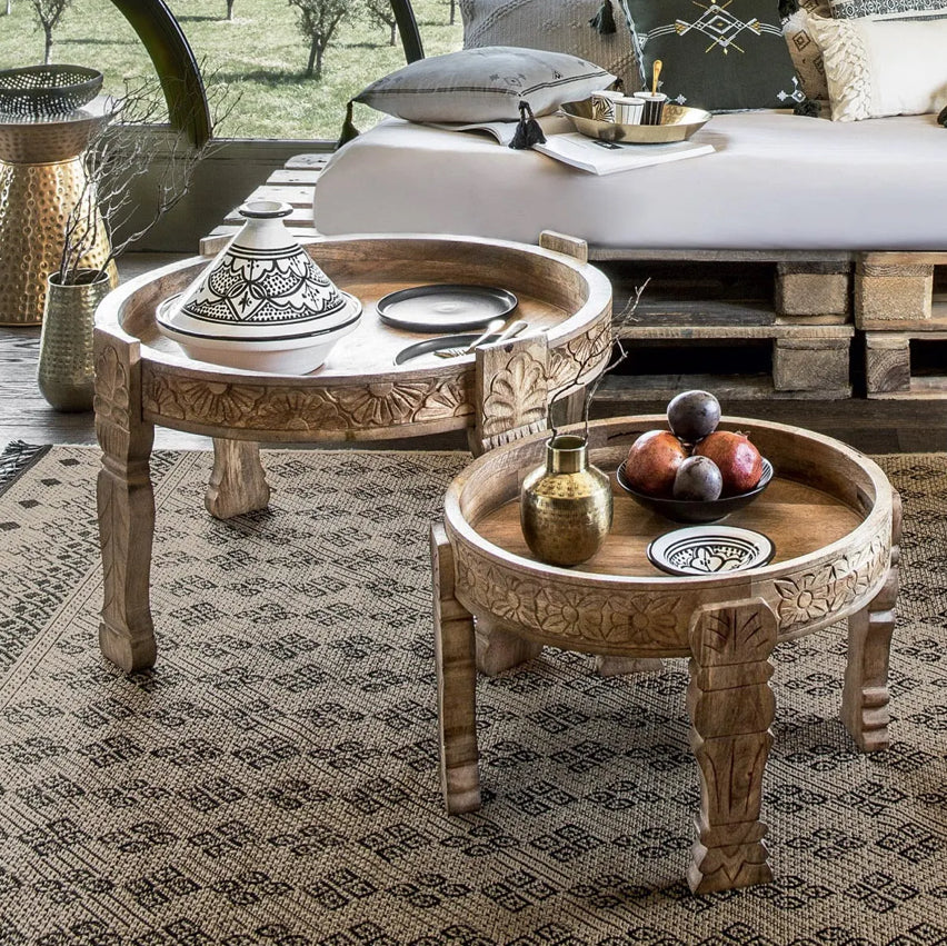 Table basse berbère ronde style gipsy bohème - Gypsy