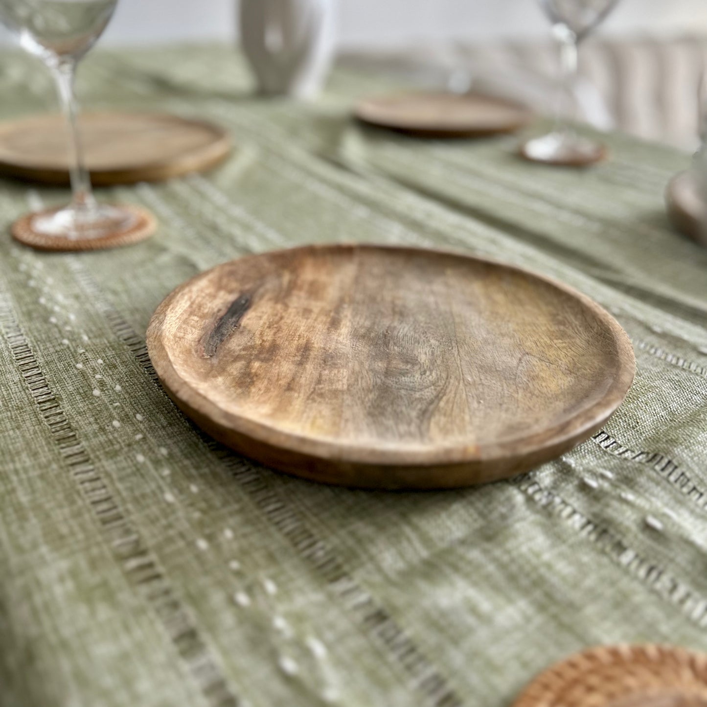 Lot de 4 assiettes en bois de manguier style bohème - Mango