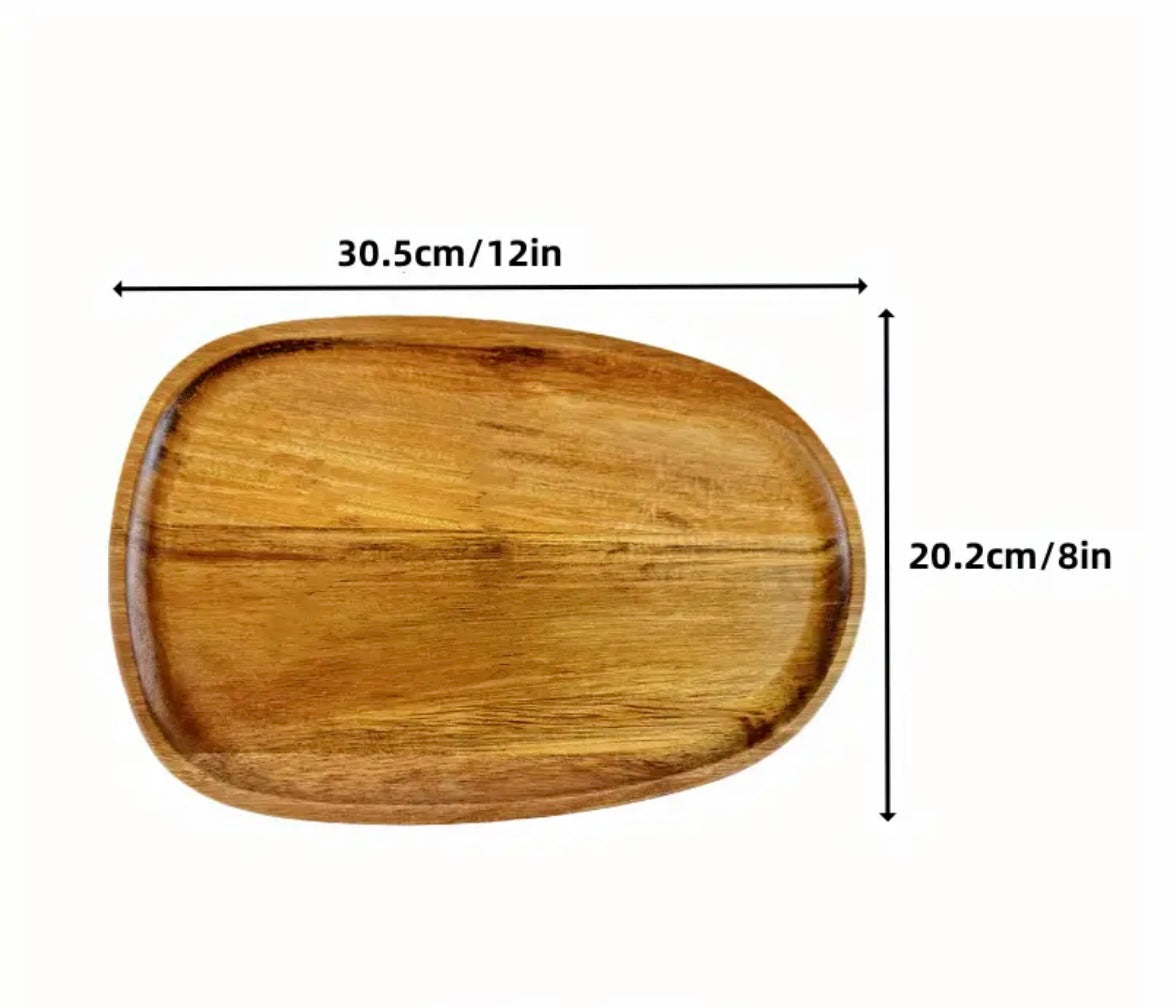 Lot de 4 assiettes en bois massif style bohème - Tiga