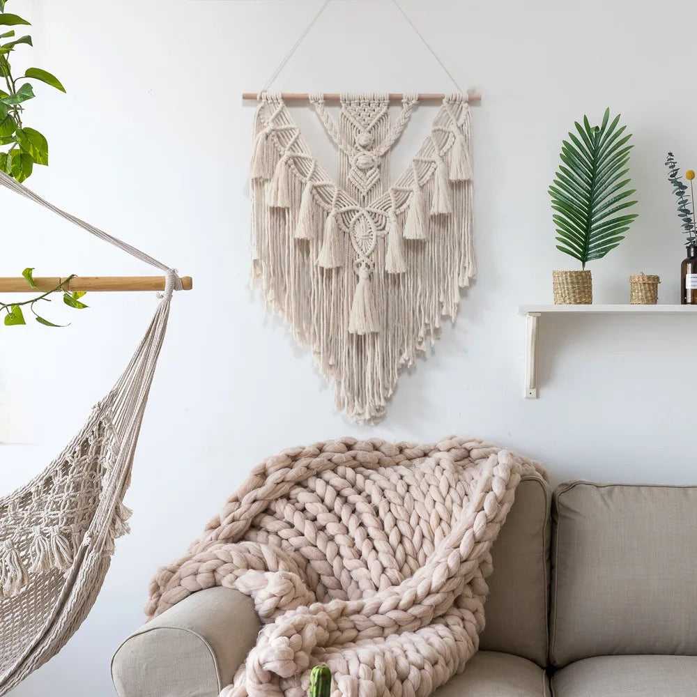 Tenture murale tissée en macramé style bohème - Lou