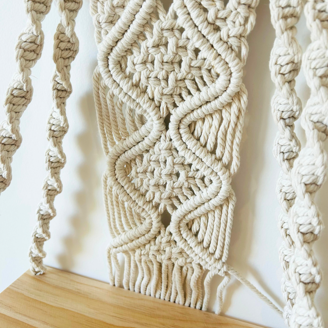 Étagère murale en macramé avec étagère en bois style bohème - Sira