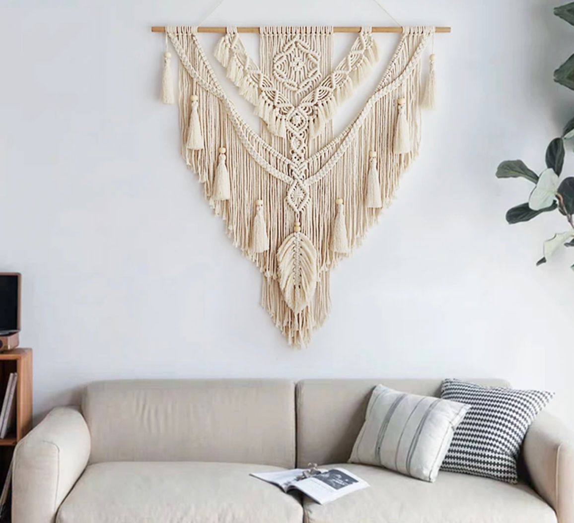 Handgeweven macramé wandkleed, bohemien stijl - Ella