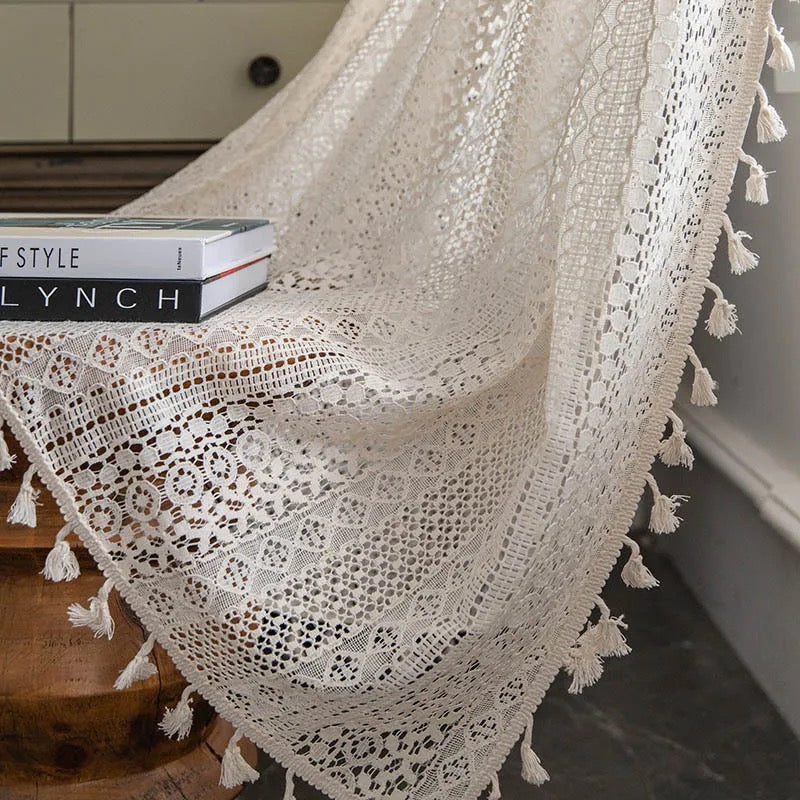 Rideau tissé au crochet style bohème - Nissia
