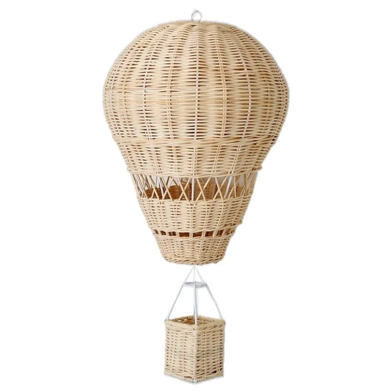 Montgolfière décorative en rotin style bohème pour chambre d’enfant - Flaya