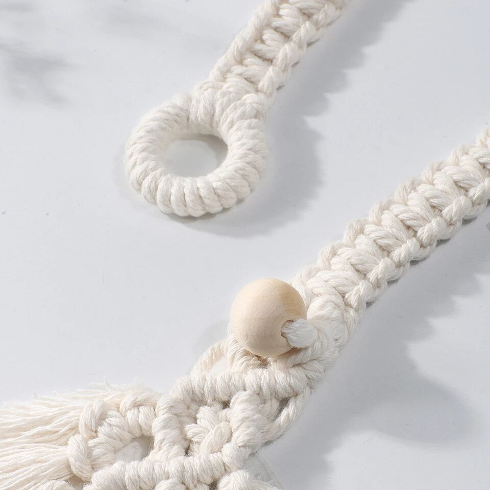 Set van 2 macramé gordijnbinders met houten kraal in bohemienstijl - Nidah