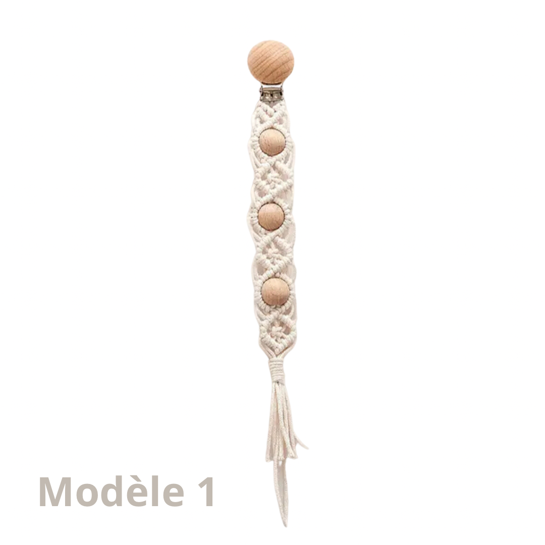 Attache-tétine en macramé style bohème - Melimo