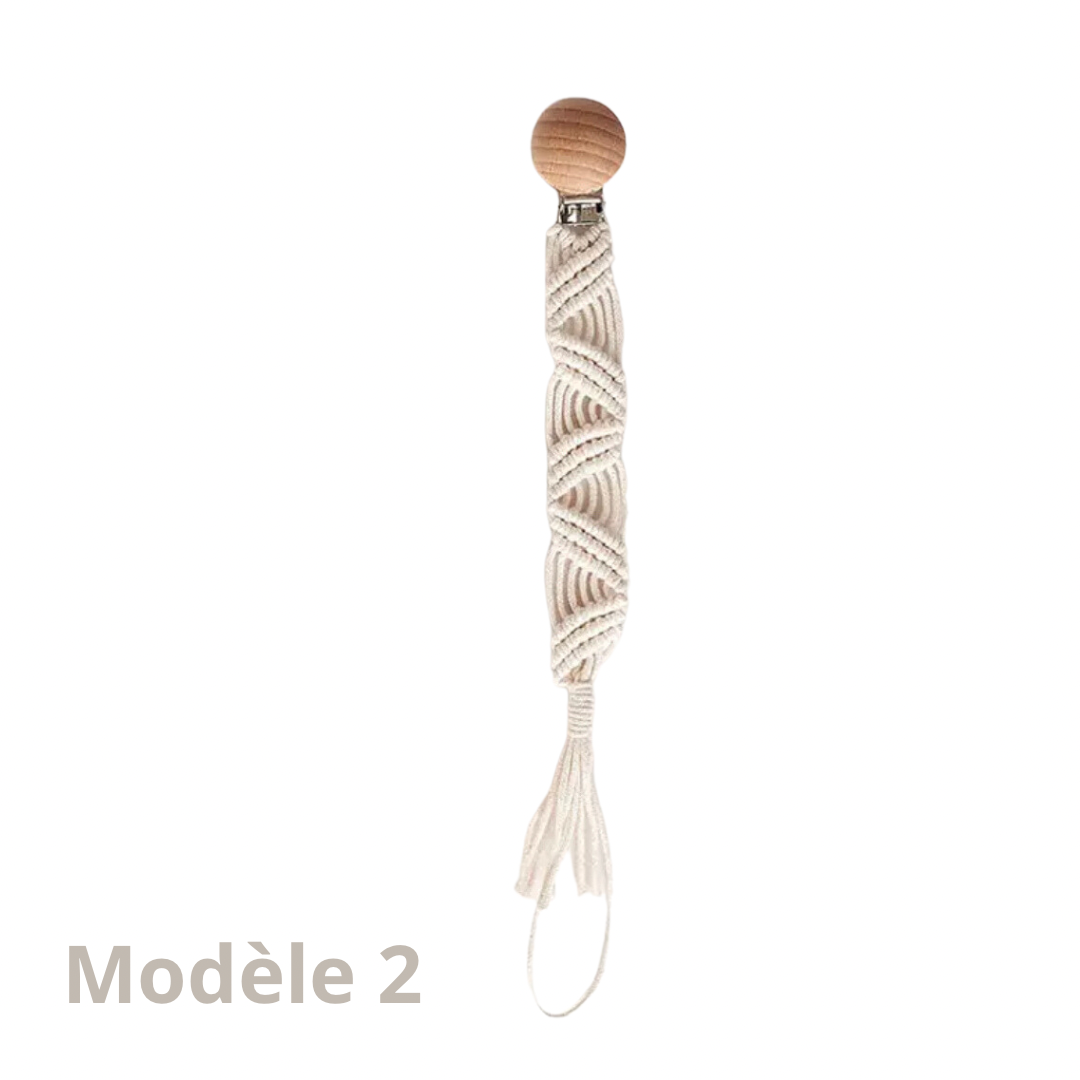 Attache-tétine en macramé style bohème - Melimo