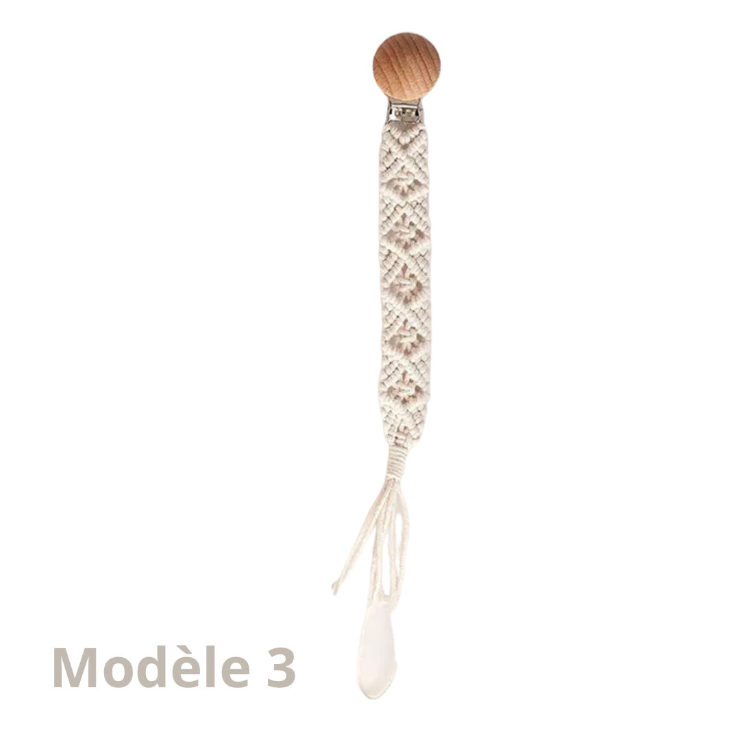 Attache-tétine en macramé style bohème - Melimo