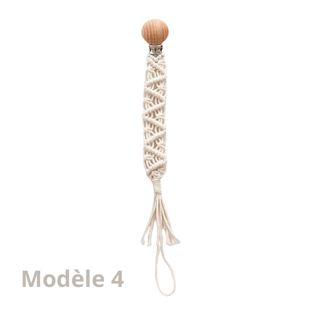 Attache-tétine en macramé style bohème - Melimo