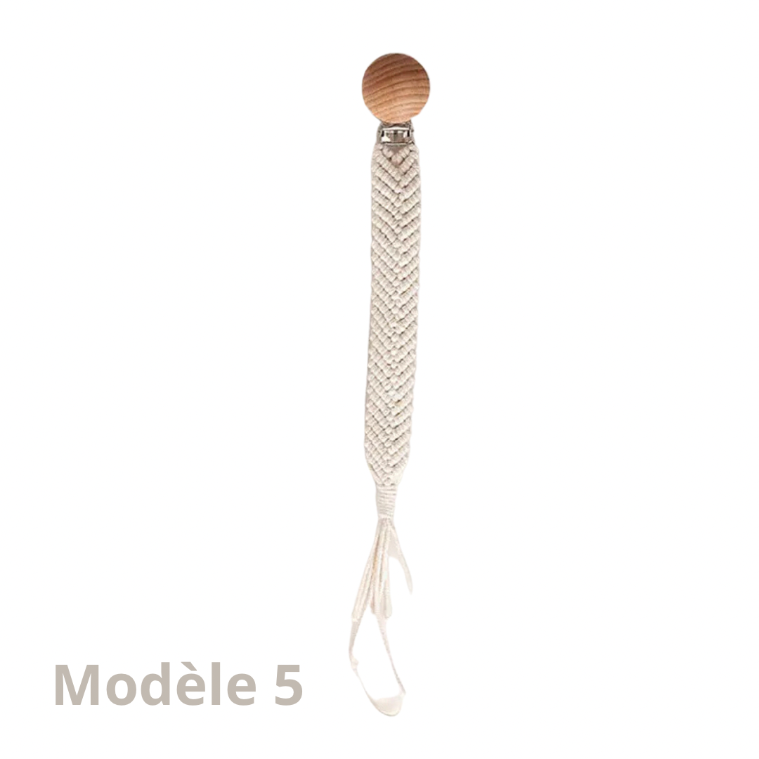 Attache-tétine en macramé style bohème - Melimo