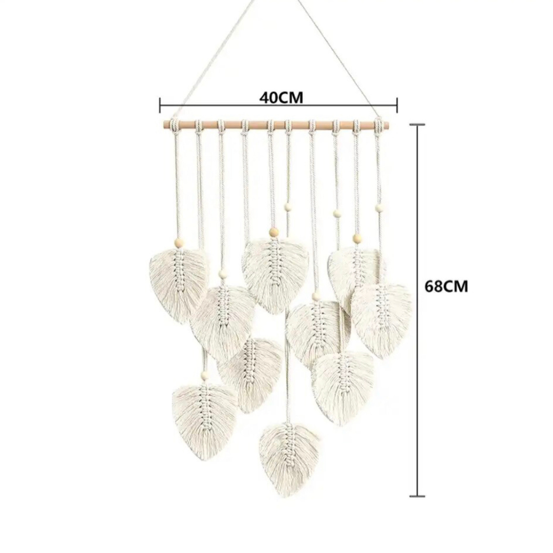 Tenture murale de feuilles écru en macramé - Hannan