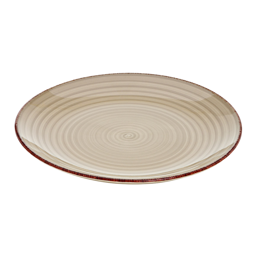 Lot de 4 grandes assiettes en faïence beige style bohème - Leka