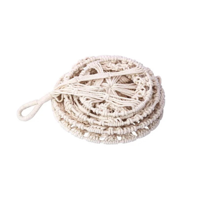 Grand panier suspendu en macramé à 3 niveaux style bohème - Pilmo