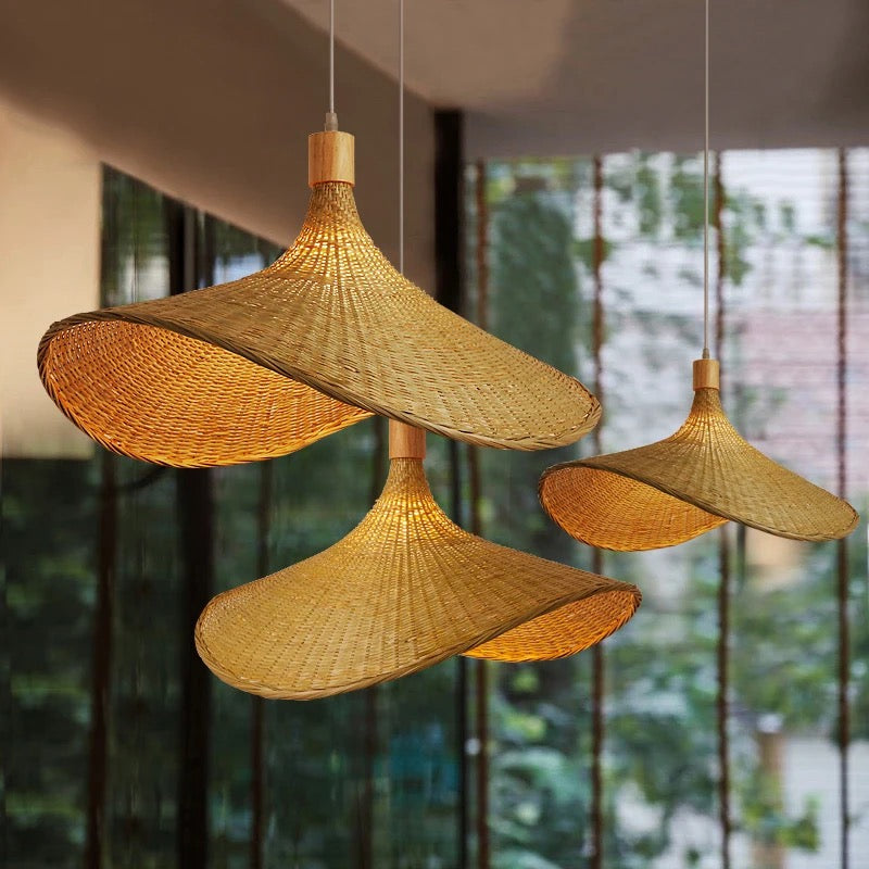 Lustre chapeau en rotin tissé style bohème - Chapa