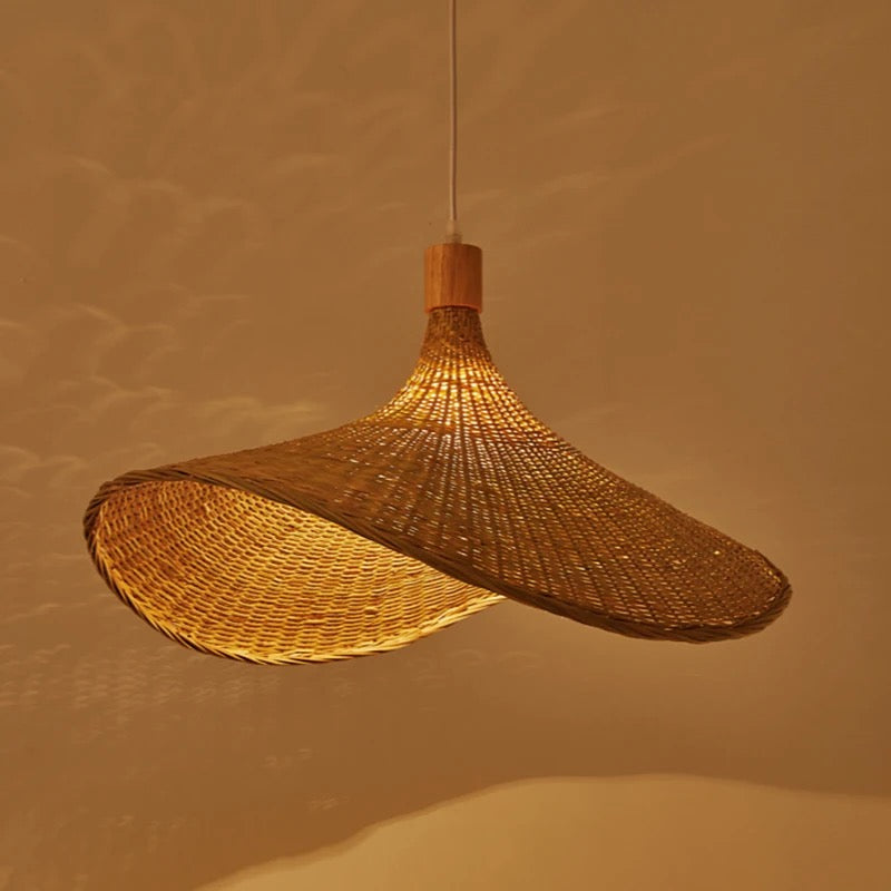 Lustre chapeau en rotin tissé style bohème - Chapa