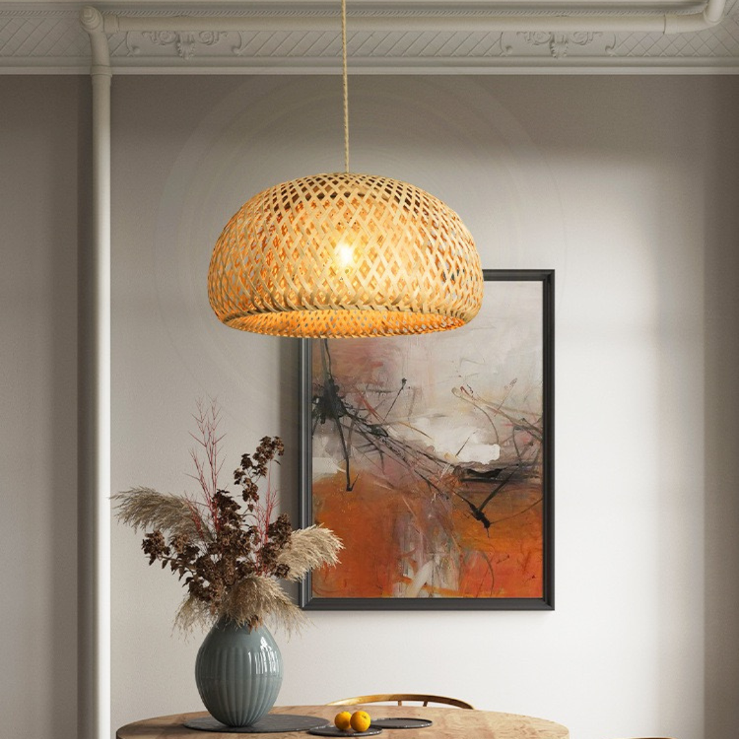 Lampe suspendue arrondie en rotin tissé style bohème - Marta