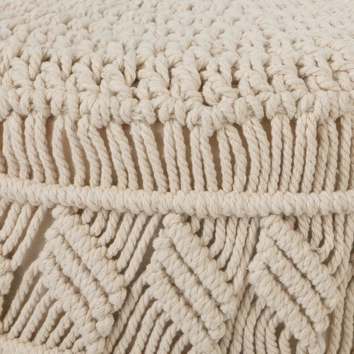 Tabouret rond en macramé style bohème - Suni