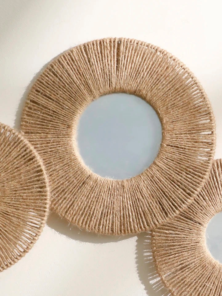 Lot de 4 miroirs ronds tissés style bohème - Liga
