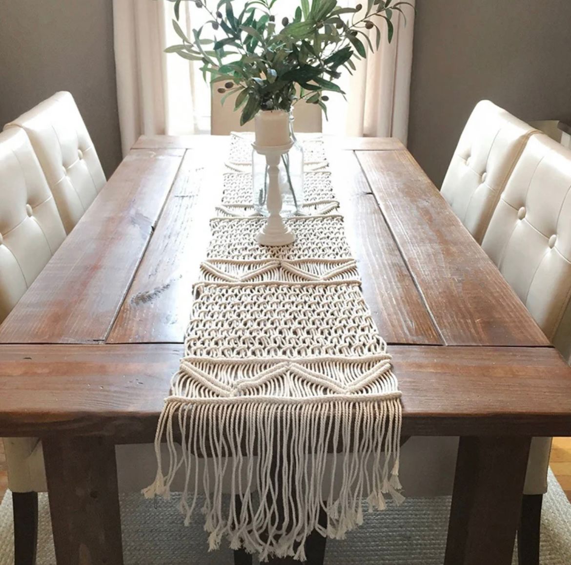Chemin de table tissé en macramé style bohème - Maka