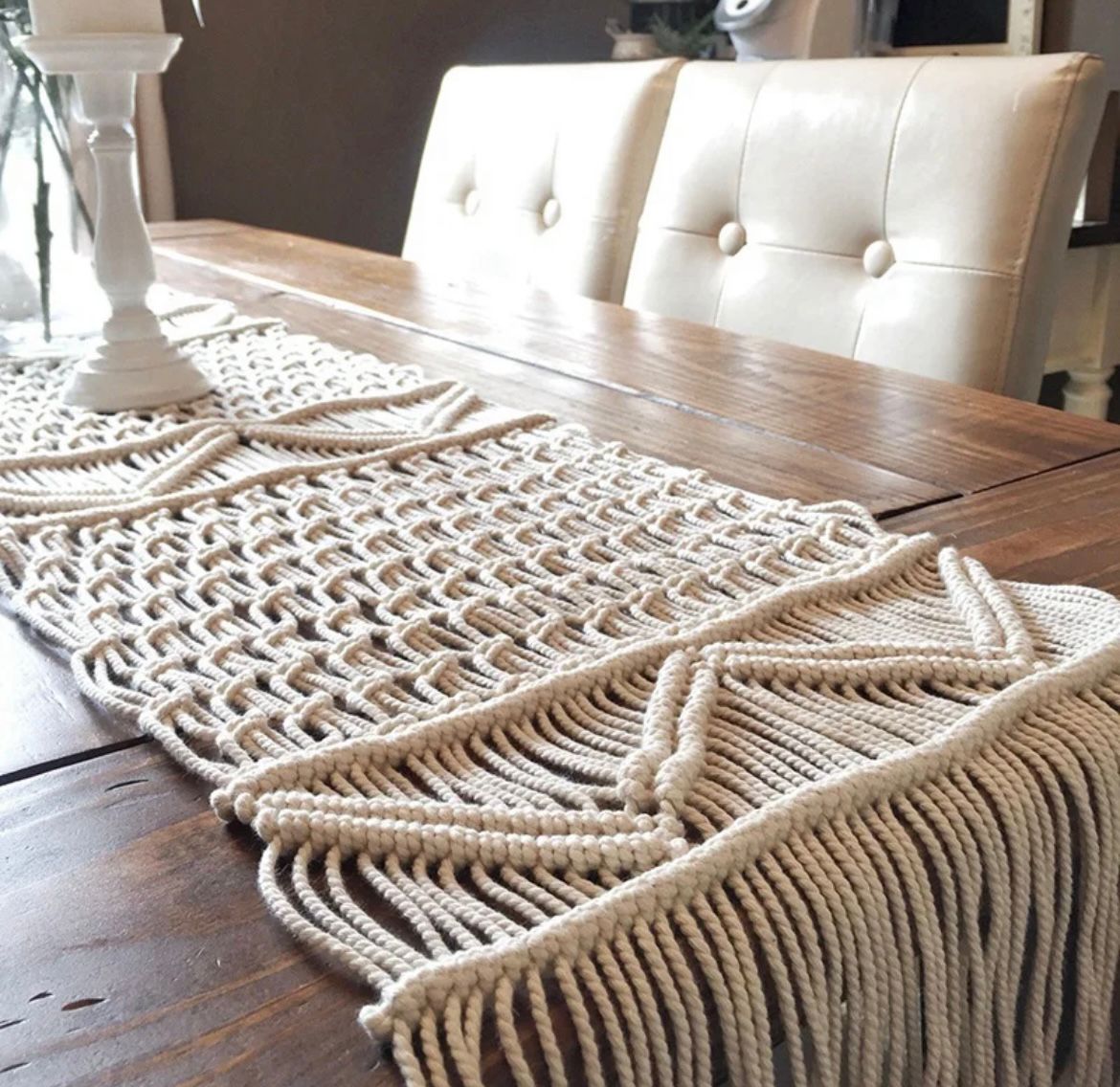 Chemin de table tissé en macramé style bohème - Maka