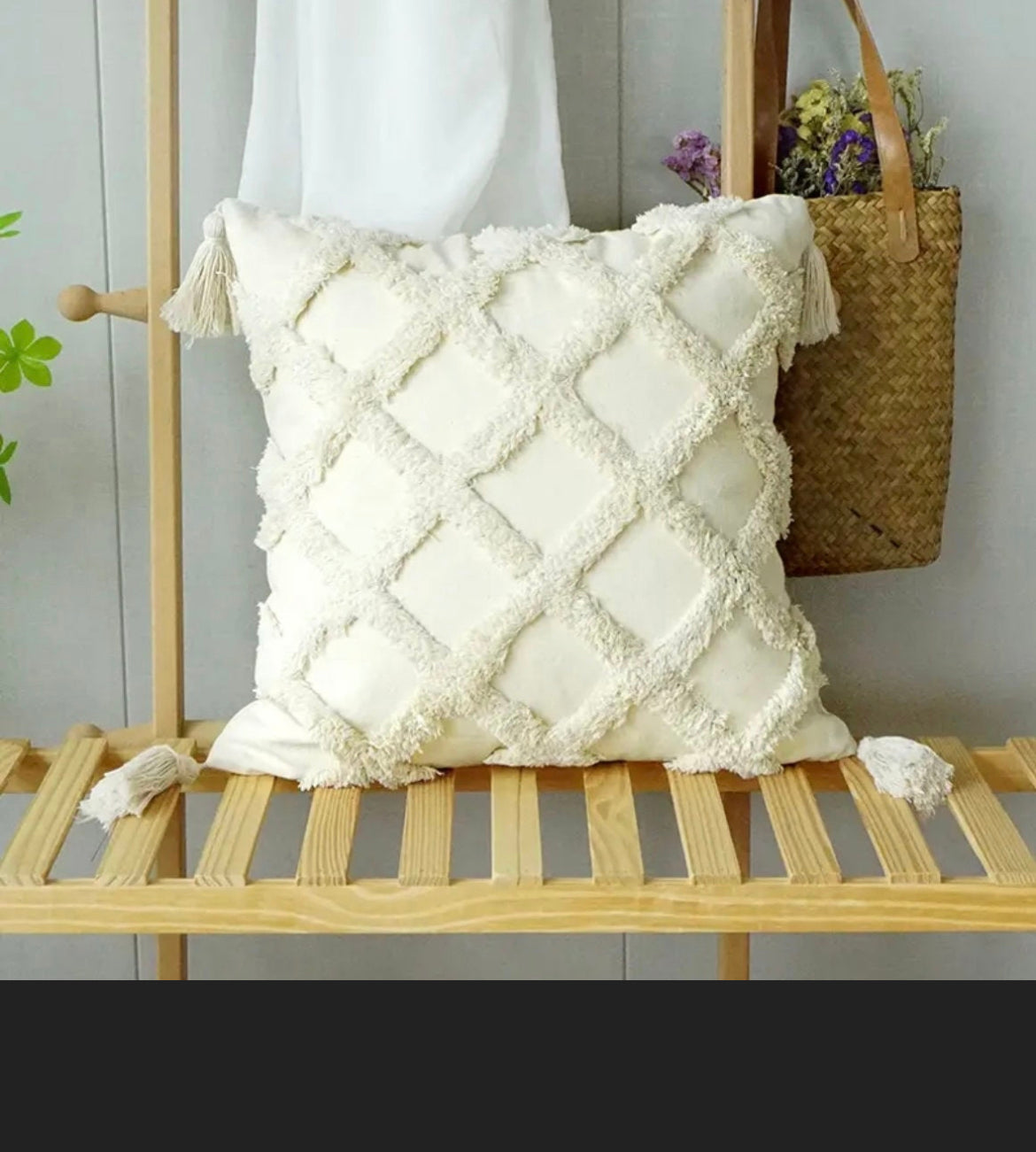 Housse de coussin tuftée style bohème - Baia