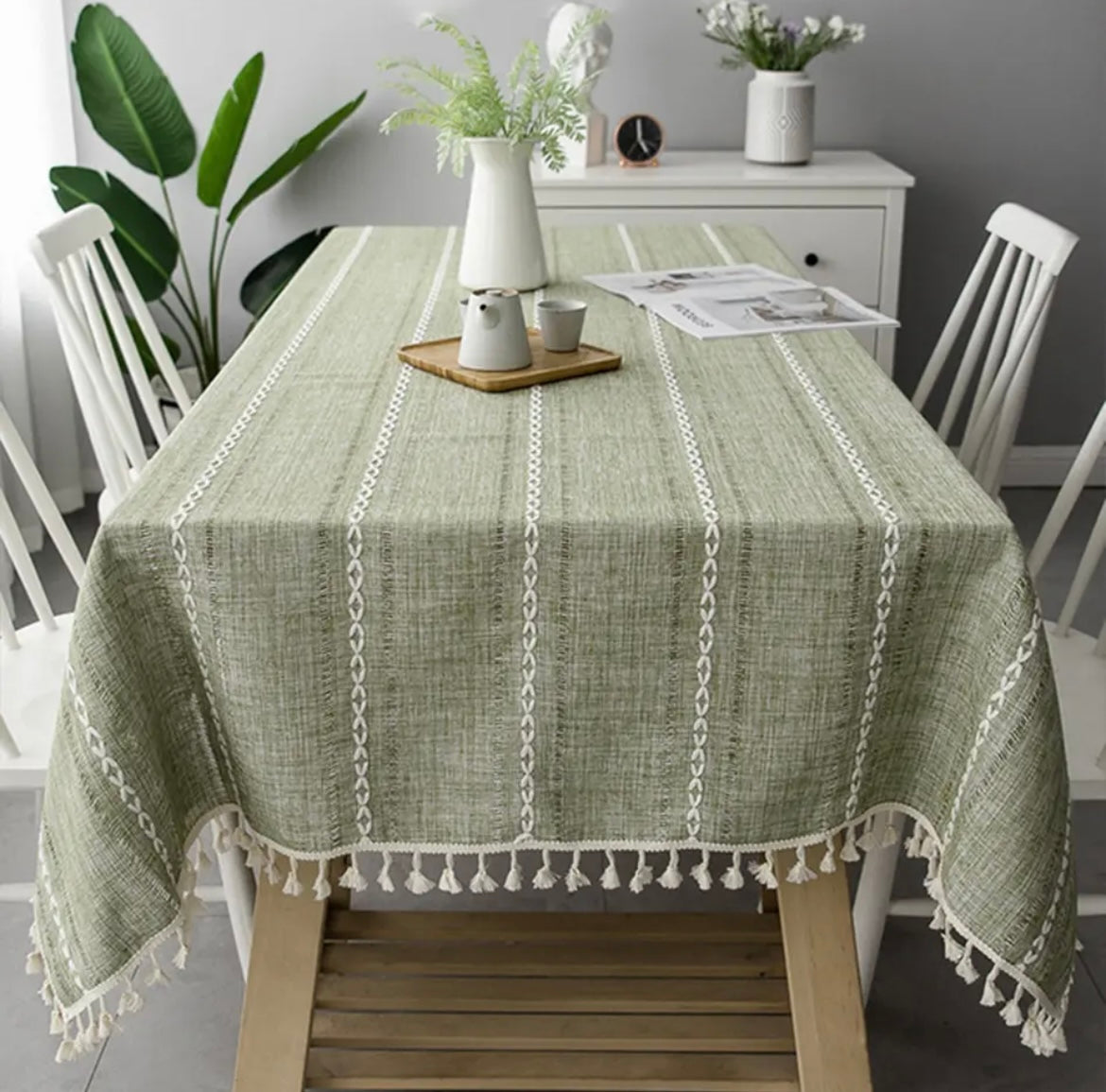 Nappe rectangulaire en coton et en lin style bohème - Nebi