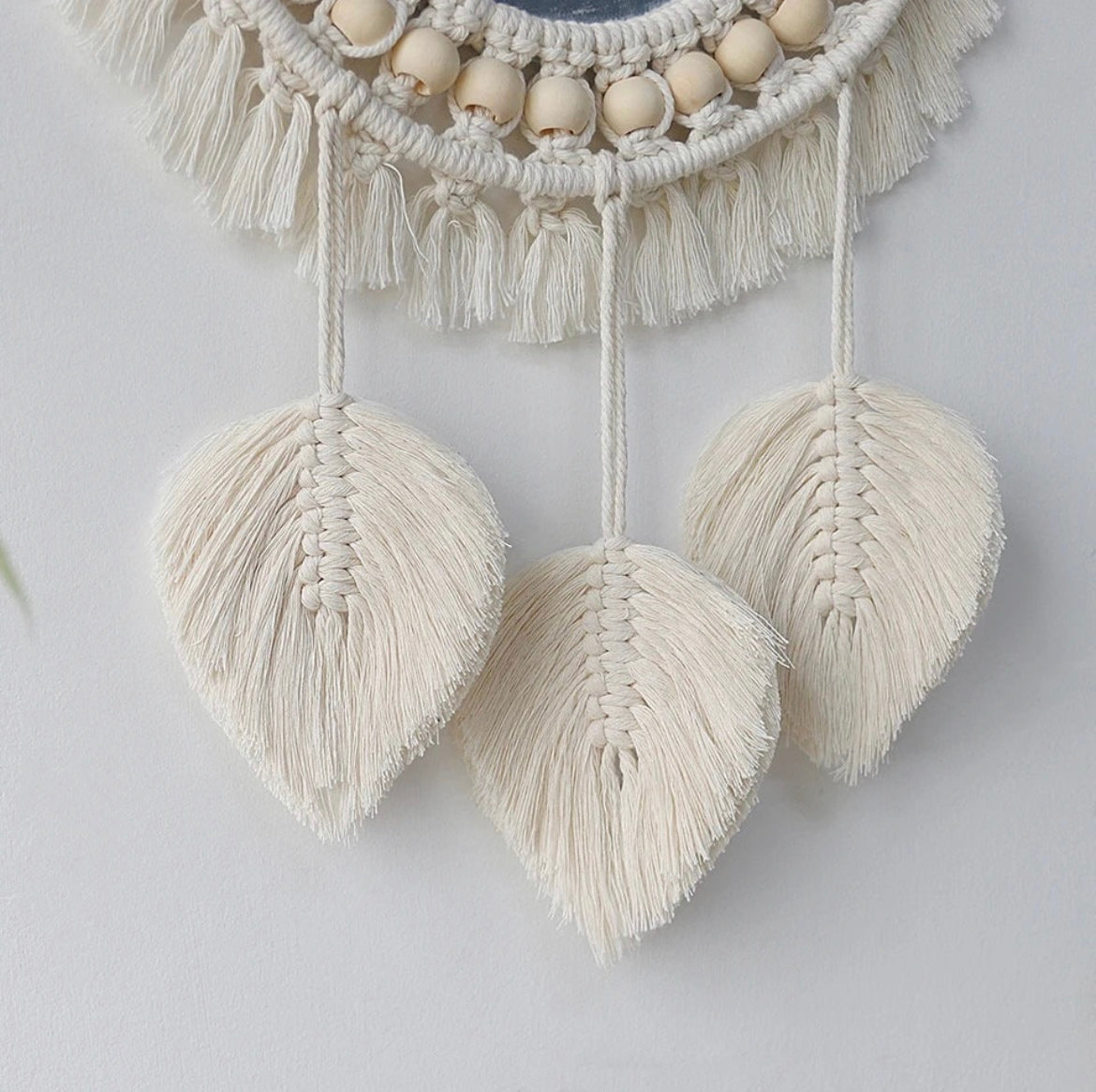 Tenture murale miroir en macramé style bohème - Mila