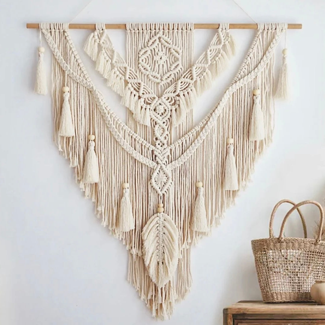 Handgeweven macramé wandkleed, bohemien stijl - Ella