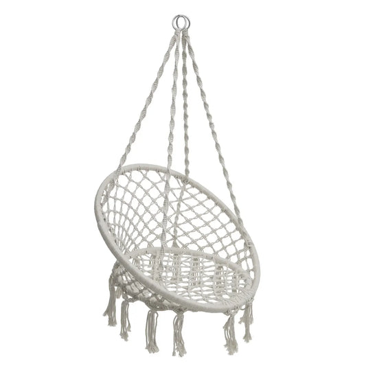 Chaise de détente suspendue en macramé style bohème - Plumaya