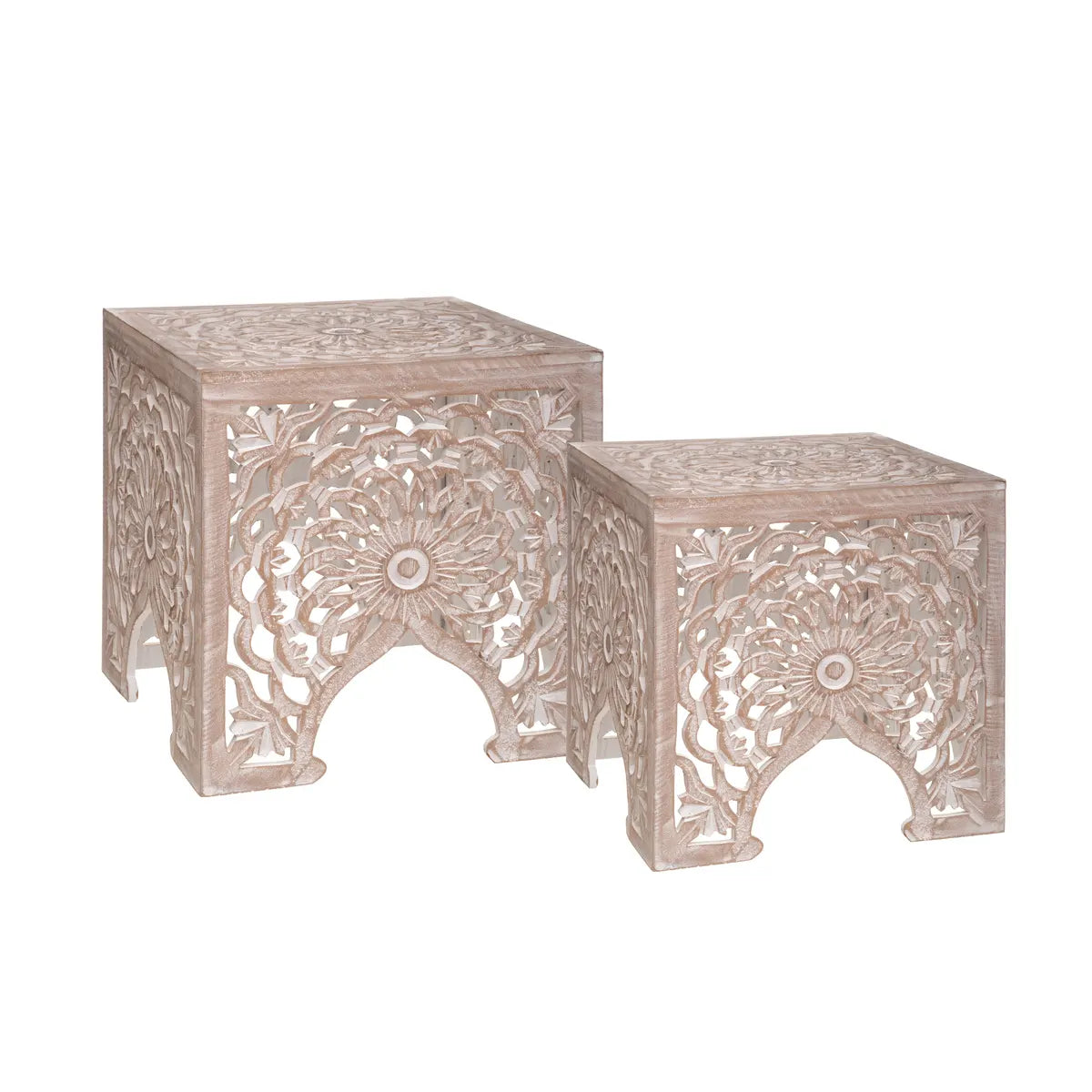 Set de 2 tables d’appoint style bohème - Terre