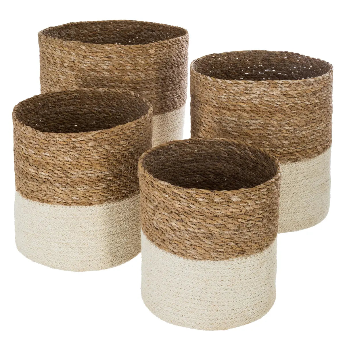 Set de 4 paniers en jute et roseaux style bohème - Payo