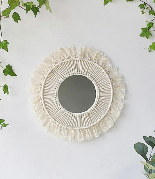 Colgante de pared espejo macramé estilo bohemio - Lili